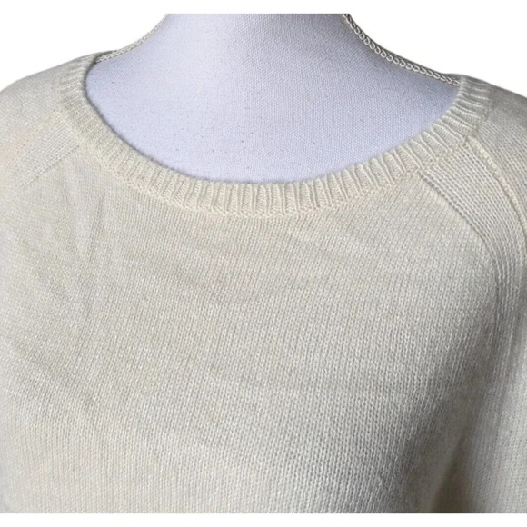Naadam Ivory Open Back Crewneck Pullover Sweater Size Small Cashmere Linen Blend - Picture 5 of 6